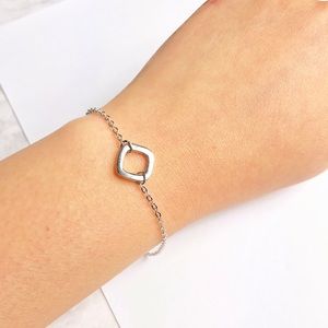 New! Silver Square Charm Bracelet